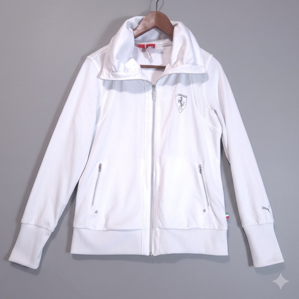 Puma Scuderia Ferrari Track Jacket Women L Full Zip White Racing Motorsport F1